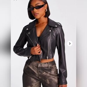 Faux Leather Women's Motto Jacket LARGE